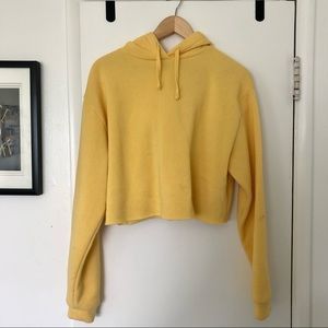 Topshop Yellow Cropped Hoodie